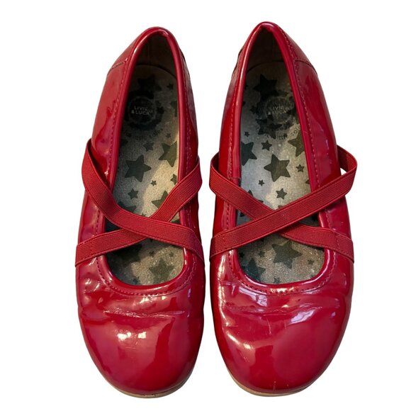 Live & Luca Girls Red Patent Mary Jane Shoes With Elastic Straps Size 1 Youth - Picture 1 of 6